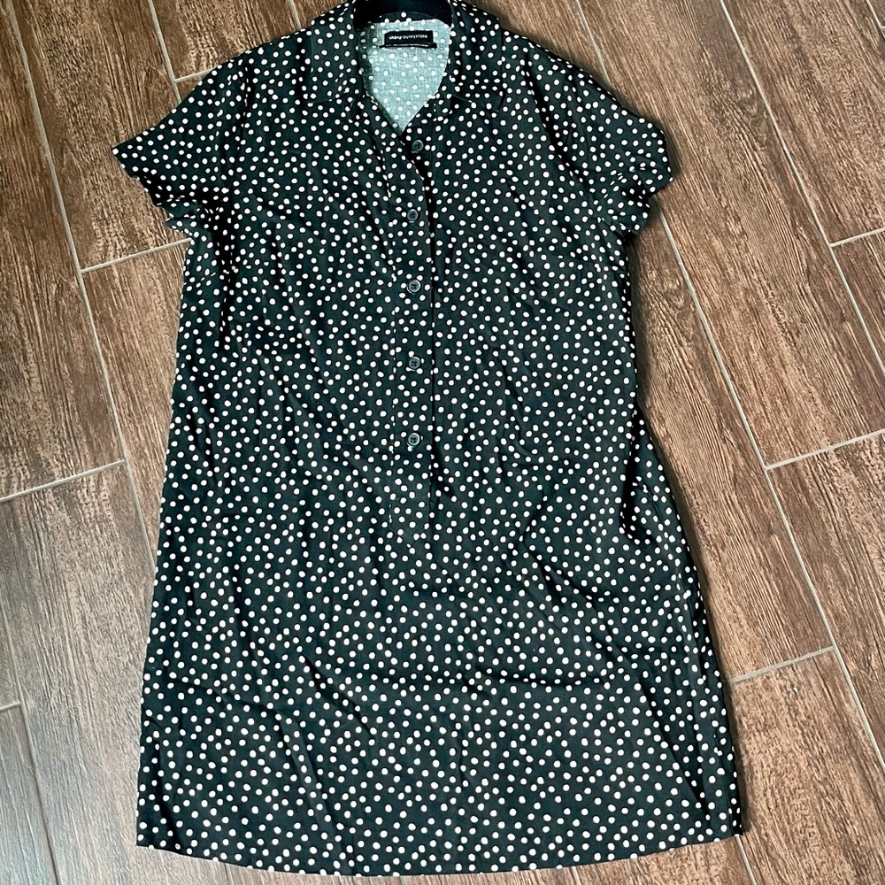 NWOT Urban Outfitters Black Polka Dot Button Down Dress Size Small